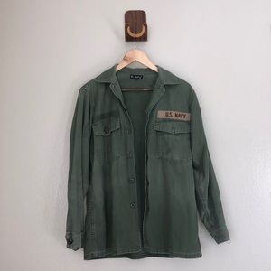 Large Vintage green Riley jacket. 70s patches